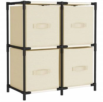 vidaXL mit 4 Körben aus Stoff Creme 63×30×71 cm Stahl (337256)