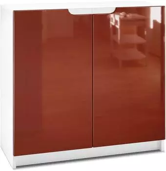Vladon Logan (mit 2 T&uuml;ren) Wei&szlig; matt/Bordeaux Hochglanz (82 x 78 x 37 cm) Fronten in Bordeaux Hochglanz (800000608762)