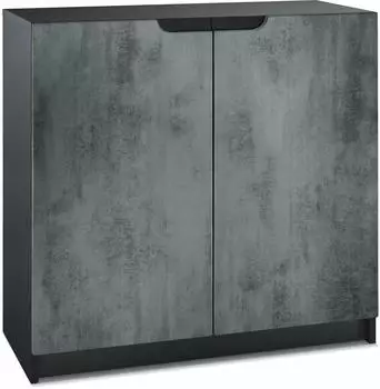 Vladon Logan (mit 2 T&uuml;ren) Schwarz matt/Beton dunkel Optik (82 x 78 x 37 cm) Fronten in Beton Dunkel Optik (800000597368)