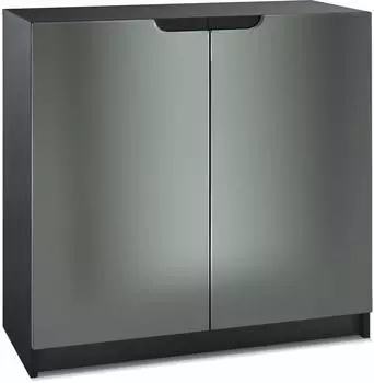 Vladon Logan (mit 2 T&uuml;ren) Schwarz matt/Graphit seidenmatt (82 x 78 x 37 cm) Fronten in Graphit Seidenmatt (800000597373)