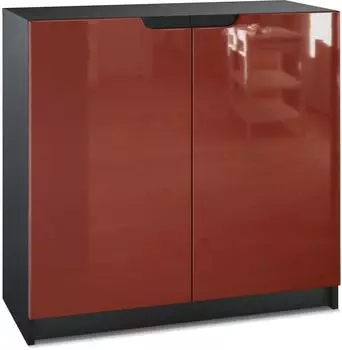 Vladon Logan (mit 2 T&uuml;ren) Schwarz matt/Bordeaux Hochglanz (82 x 78 x 37 cm) Fronten in Bordeaux Hochglanz (800000597379)