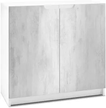 Vladon Logan (mit 2 T&uuml;ren) Wei&szlig; matt/Beton O x id Optik (82 x 78 x 37 cm) Fronten in Beton O x id Optik (800000608736)