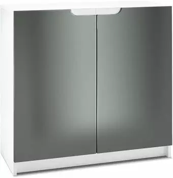 Vladon Logan (mit 2 T&uuml;ren) Wei&szlig; matt/Graphit seidenmatt (82 x 78 x 37 cm) Fronten in Graphit Seidenmatt (800000608818)