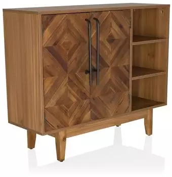 Mid.you hjh LIVING SANTJAGO WOOD L mit Doppelt&uuml;re aus massivem Tannenholz in Fischgr&auml;t-Optik (861005)