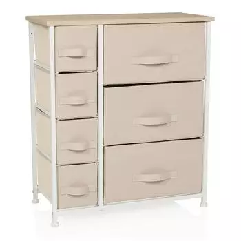 Mid.you hjh LIVING FOLDRESS B 73.0 x 63.5 x 30.0 cm Schubladenkommode mit 7 Stoff-Schubladen Metall-Gestell Holz-Ablage (860001)
