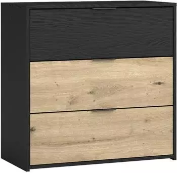 Mid.you byLIVING RIMINI (Korpus Eiche schwarz Front Eiche schwarz und Artisan Eiche) 80 cm 3 Schubkästen viel Stauraum (4251942253146)