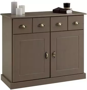 Idimex PARIS mit Schubladen Muschelgriffen Kiefer Massivholz taupe taupe (84135)