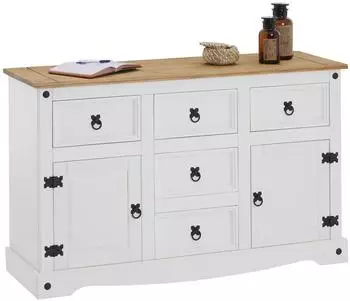 Caro M&ouml;bel CARO-M&ouml;bel CAMPO Kommodemassivholz Schubladenschrank Me x iko Stil wei&szlig; (94865)