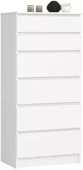 Akord Furniture Factory K60 Weiß 60 cm 6 Schubladen B60 x H130 x T40 cm (OP0LK-6BIA005)