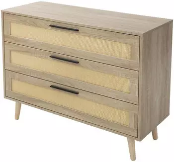 ML-Design mit Rattanfront 100 x 77 x 40 cm Eiche Optik für Wohnzimmer Flur (800001142323)