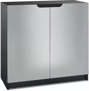 Vladon Logan (mit 2 T&uuml;ren) Schwarz matt/Hellgrau seidenmatt (82 x 78 x 37 cm) Fronten in Hellgrau Seidenmatt (800000597353)