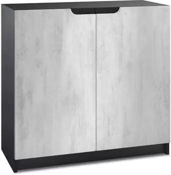Vladon Logan (mit 2 T&uuml;ren) Schwarz matt/Beton O x id Optik (82 x 78 x 37 cm) Fronten in Beton O x id Optik (800000597412)