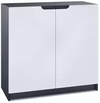 Vladon Logan (mit 2 Türen) Schwarz matt/Weiß matt (82 x 78 x 37 cm) Fronten in Weiß matt (800000893728)