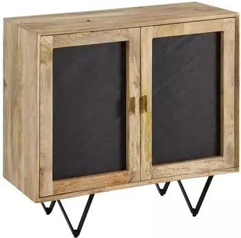 Mid.you Wohnling WL6.583 80 x 75 x 35 cm Holz Massiv Stein Braun Anrichte mit Türe (80 x 75 x 35 cm Mango Massivholz Braun) Anrichte mit 2 Türen Standschrank Massiv