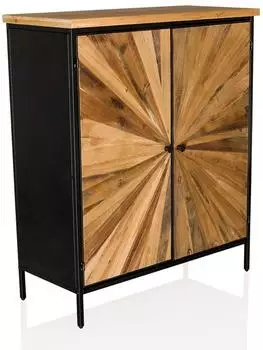 Mid.you hjh LIVING SANTJAGO BLACK SUN XL Schrank mit Doppeltüre Anrichte mit Holzplatte (861002)