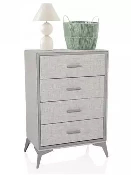 Mid.you hjh LIVING SKUFFY 90.0 x 60.0 x 35.5 cm mit 4 Stoff-Schubladen Metallgestell Schubladenkommode (860011)