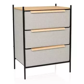 Mid.you hjh LIVING STUVAR 79.0 x 58.0 x 39.0 cm Schubladenkommode mit 3 Stoff-Schubladen Metallgestell Holzgriffe (860012)