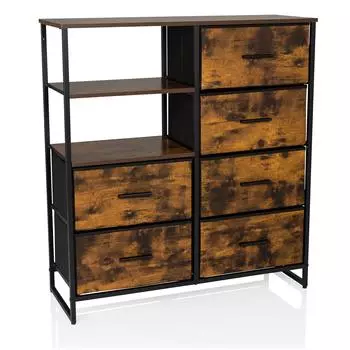 Mid.you hjh LIVING RAGALA 92.0 x 84.0 x 30.0 cm Regal mit 6 Schubladen 2 offene Fächer Metall-Gestell (860006)