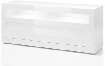 Furn.Design Hochkommode Nobile (in weiß Hochglanz 2-türig mit Schublade 100 x 112 cm) Soft-Close-Funktion (GE6211)