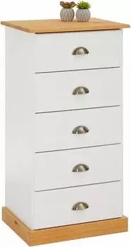Idimex PARIS mit 5 Schubladen Apothekerkommode Holzschrank Mehrzweckkommode weiß/braun (84129)