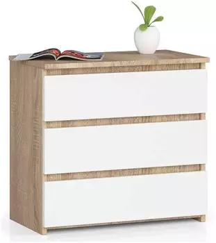 Home Collective mit 3 Schubladen 60 cm breit Holz für Flur Schlafzimmer Wohnzimmer Kinderzimmer Organizer 57 cm hoch sonoma-weiß (K3759)