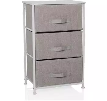 Mid.you hjh LIVING FOLDRESS M 73.0 x 45.0 x 30.0 cm Schubladenkommode mit 3 Stoff-Schubladen Metall-Gestell Holz-Ablage (860004)