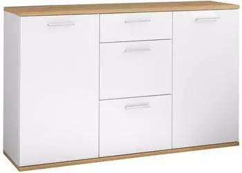 Mid.you Bega Consult BC 1035 Artisan Eiche Dekor Weiß matt 2 Türen 3 Schubladen B 135 x H 86 x T 38 cm (BC 1035 43-252-V6)