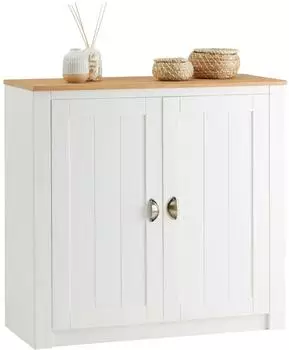 Idimex BOLTON Anrichte mit 2 Türen aus Massivholz mit Muschelgriff Weiß/Braun weiß/braun (80140)