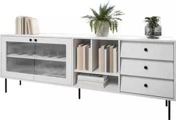 Mirjan24 Valerio 200 mit zwei Drehtür drei Schubladen und Regal Wohnzimmer Kollektion (Farbe: Weiß) (063-10-00905)