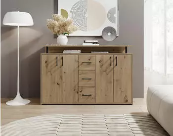 CarryHome Bega Consult Anrichte 4 Türen 4 Schübe Artisan Eiche Dekor 139 x 90 x 34 cm (45-339-R8)