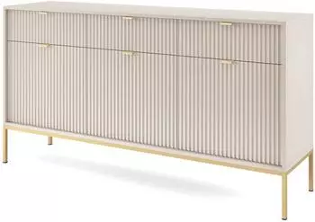 Selsey VELLORE 3-türig mit geriffelten Fronten und goldenem Gestell Greige (800000871845)