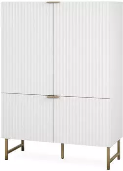 Furn.Design Hawick (Schrank in weiß mit Messing 100 x 149 cm) Soft-Close 10 Fächer (800000705461)