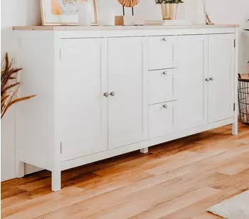 Furn.Design Vestland (Anrichte in weiß mit Eiche Artisan 4-türig 180 cm) Landhaus modern (800000725622)