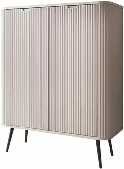 Bettso Zweitürige Hohe geriffelte Fronten auf Schwarzen Beinen ZOVA 103 cm Cashmere Beige (800000724496)