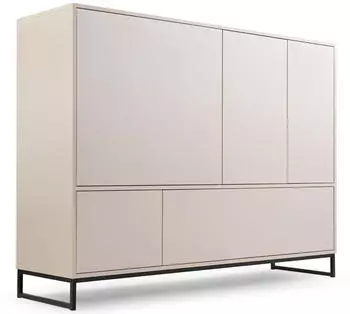 Bettso Geräumige GENUA beige – 9 Fächer PUSH TO OPEN schwarzer Rahmen 160 x 120 x 45 cm (800000865068)
