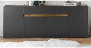Furn.Design Center (Anrichte in grau mit Wotan Eiche 4-türig 220 x 87 cm) mit viel Stauraum (800000909762)