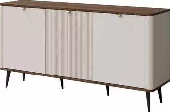 Mirjan24 3D MARLY REG 8 mit drei Drehtüren Schwarze Metallfüße (Farbe: Cashmere / Cashmere + Nuss) (800001077491)