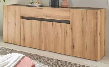 Furn.Design Anrichte Center (in Evoke Eiche mit grau 4-türig 220 cm) mit viel Stauraum (I-3VVACi52)
