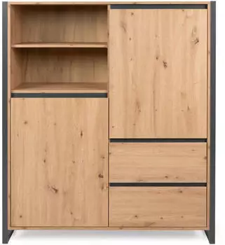 Furn.Design Malta (Schrank in Eiche Artisan mit Anthrazit 120 x 140 cm) Industrial Design (800000725624)