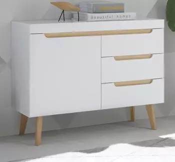 Furn.Design Isgard (in weiß matt mit Scandi Eiche 107 x 83 cm) mit Soft-Close-Funktion (800000908140)