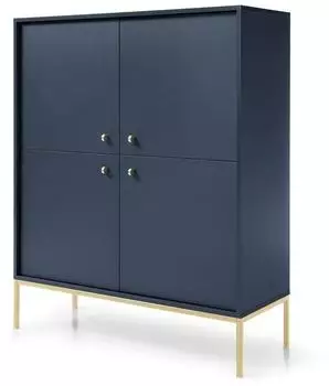 Bettso Dunkelblaue Viertürige MOLLY mit Goldbeinen Metallrahmen Wohnzimmer Schlafzimmer Flur Modern (800000724505)