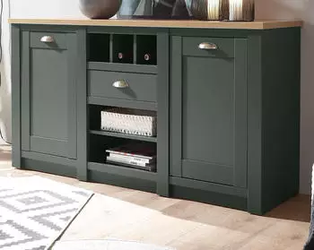 Furn.Design Norwich (in dunklem grün mit Wotan Eiche 145 x 83 cm) Landhausstil (800001009124)