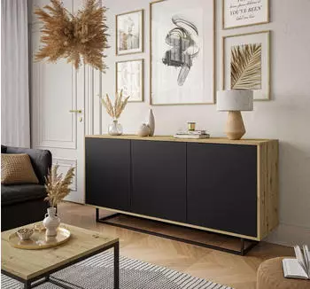 Lookway SANAYI LOFT mit Metallgestell Breite: 156 cm Artisan Eiche / Schwarz (CAL00325)