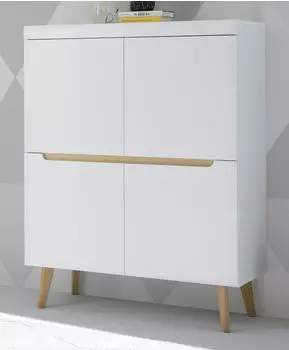 Furn.Design Isgard (Schrank in weiß matt mit Scandi Eiche 107 x 134 cm) mit Soft-Close-Funktion (800000908126)