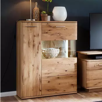 Livetastic MCA furniture Vitrine 1 Santori Eiche Bianco ohne Beleuchtung (000196043841)