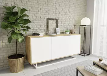 Lookway SANAYI LOFT mit Metallgestell Breite: 156 cm Artisan Eiche / Weiß (800001223919)