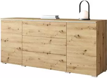 Mirjan24 Vera 150 (2-Drehtüren und 3-Schubladen) Griffloses Öffnungssystem push to open Rollgleitschienen Weiß / Grau Hochglanz (Kommode Doppo 150)