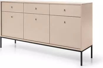 Bettso Dreitürige MOLLY Beige mit 3 Schubladen Schwarzrahmen Moderne Wohnzimmer Flur Schlafzimmer (800000724487)