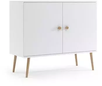 Bettso mit 2 Türen minimalistisches im skandinavischen Stil auf Holzbeinen Griffe aus Jute für Wohnzimmer Schlafzimmer 100 IKON Weiß (800000864676)