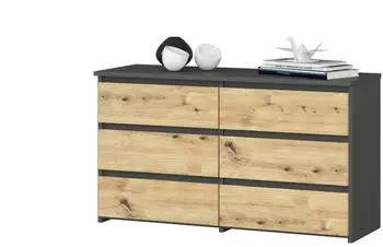 Akord Furniture Factory Kommode CL100 6 Schubladen, Graphitgrau / Artisan Eiche, 100x35x57cm (CL100)